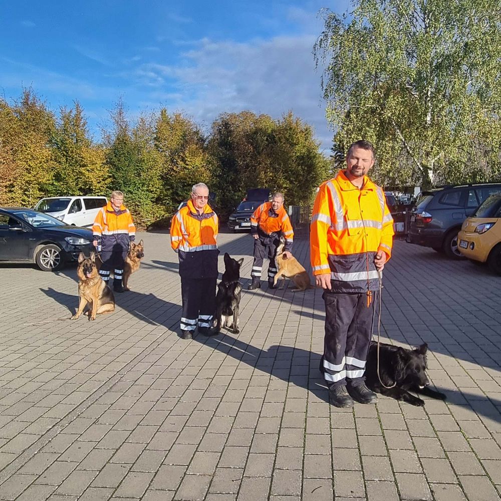 Hundeführer und Hunde