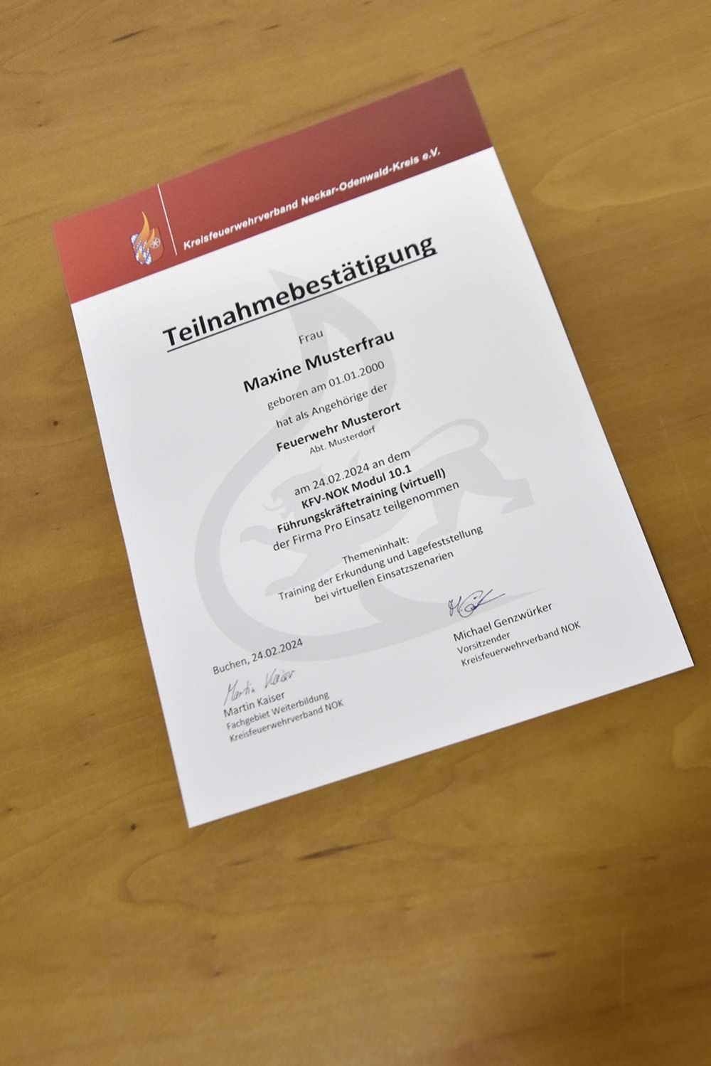 Teilnahmebestätigung